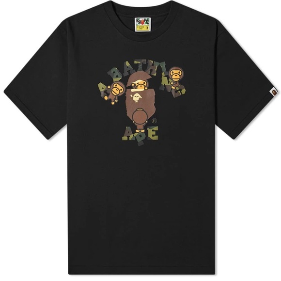 Bape 1st Camo Collegeilo black short sleeve tee large - Picture 1 of 8